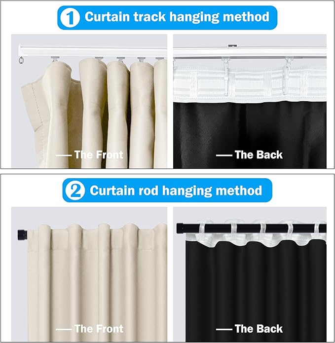 Room Divider Curtains Total Blackout Privacy Curtain Panel Room Thermal Insulated Noise Reduction Curtains for Bedroom Window Living Room Ceiling Track Curtain W 8.3 ft × H 8 ft Beige
