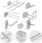 Garneck 7Pcs Tool Storage Hook Set for Pegboard Heavy Duty Silver Wrench Coil Tape Screwdriver Hangers Space-Saving Utility Tool Organizers for Garage Workshop Home Use