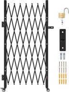 VEVOR Single Folding Security Gate, Lockable Scissor Gate with 360° Swivel Casters, Outdoor Barricade Steel Retractable Gates, for Entry Security, Garage, Warehouse & Pool, 70.87 x 63.39 in (W x H)