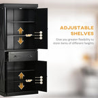 HOMCOM 72" Kitchen Pantry Storage Cabinet, Traditional Freestanding Pantry Cabinet with 4 Doors and 2 Adjustable Shelves, Large Central Drawer, X-Frame, Black