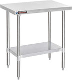 DuraSteel 30x36 Stainless Steel Work Table - NSF Commercial Prep Metal Table - Outdoor Pizza Oven Stand w/Under Shelf - Kitchen Island Laundry Utility Garage Microwave Stand Large Rolling Storage Cart
