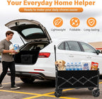 Wagons Carts Foldable, Collapsible Wagon with Wheels — Durable Folding Utility Pull Wagon Cart for Groceries, Picnic & Pets, Park Trips & Small Hauls, 360 lbs Heavy Duty Capacity,Graphite Black