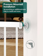 Babelio Baby Gate with Adjustable Cat Door,29-43" Auto Close Durable Pet door for Stairs,Doorways and House,Pressure Mounted,Easy Install,Effortless Walk Thru,White