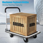LEADALLWAY Platform Truck Large Size 880lbs Heavy Duty Foldable Push Cart 35.8x24x34.3inches White