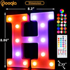 Pooqla Colorful Light Up Letters with Remote, Upgraded 35 Colors LED Marquee Letters, RGB Lighted Letter for Girls Teenager Gift, Birthday, Party, Wedding, Night Light, Room, Bedroom Decor, Letter H