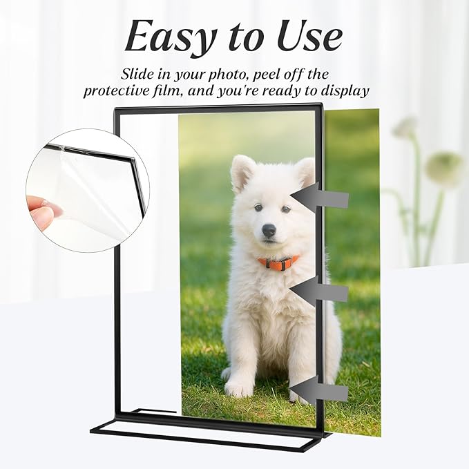 20 Pack 5x7 Acrylic Sign Holders, Double Sided Vertical Stand Clear Picture Frames, Wedding Table Numbers Frames for Party, Restaurant Signs and Office Photos, Black