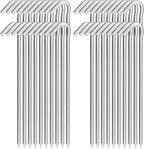 Metal Tent Stakes Heavy Duty 9 Inch, 40 Pack Anti-Rust Galvanized Steel Ground Anchors Camping Tarp Stakes for Inflatables Outdoor Decorations