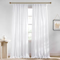 NICETOWN White Linen Curtains 84 inches Long, Back Tab/Rod Pocket with Pleat Tape Privacy Added with Light Filtering Semi Sheer Window Treatments for Living Room, W52 x L84, 2 Panels