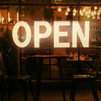 LED Open Sign for Business, 40"x14" Dimmable Brightness Large Electric Light Up Sign, Hanging Installation for Store Restaurant Office Bar Hotel Salon (warm white)