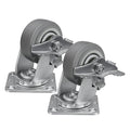 4'' × 2'' Caster Wheels, Heavy Duty Industrial Casters, Rubber Wheels with Roller Bearing, Load 600lbs per Swivel Caster for Cart Dolly Toolbox Trolley (2 Brake)