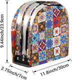 Boho Collapsible Market Basket, Mexican Talavera Tile Leakproof Folding Collapsible Portable Picnic Basket Strong Aluminum Frame for Travel, Shopping, Camping & Lake Trips