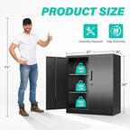 SISESOL Metal Storage Cabinet Locked Steel Cabinet with 2 Adjustable Shelves,Office Cabinet Locking Tool Cabinets,Kitchen Storage Cabinets Metal Locker Small Counter Height Storage Cupboard 36" H