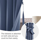 JIUZHEN Blackout Curtains for Bedroom - 70 x 84 Inch Extra Wide Privacy Assured Thermal Insulated Room Darkening Room Divider Curtain Cover for Living Room, Set of 2 Panels with Tiebacks, Dusty Blue