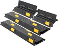 Cable Protector Ramp 6 Packs - 2 Channels Driveway Hose Protector with 6000 LBS Capacity Rubber Modular Cable Ramp for Garden Hose Wire Cord, Drive Over Cover Protector