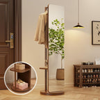 WoodsWhisper Full Length Mirror Coat Rack Solid Wood Floor Mirror 70"x16" Full Length Mirror with Stand Long Mirrors for Bedroom,Living Room