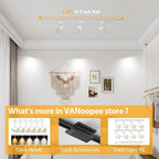 VANoopee H Type Track Rails Kit, 3.3FT White with End Caps and Live End Feed Connector, Compatible with Single Circuit 120V System, for LED Track Lighting Heads
