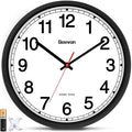 Geevon 16 Inch Atomic Wall Clock - Self-Setting Analog Clock with Automatic Time Sync - Battery Operated for Home Office School - Black Frame