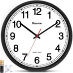 Geevon 16 Inch Atomic Wall Clock - Self-Setting Analog Clock with Automatic Time Sync - Battery Operated for Home Office School - Black Frame