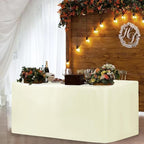 HolidayIdeas 2 Pack Fitted Table Clothes - 48 x 24 Inch - Butter Cream Rectangle Tablecloths for 4 Foot Tables, Polyester Fabric Folding Table Covers for Parties, Holiday Dinner, Wedding, Trade Show