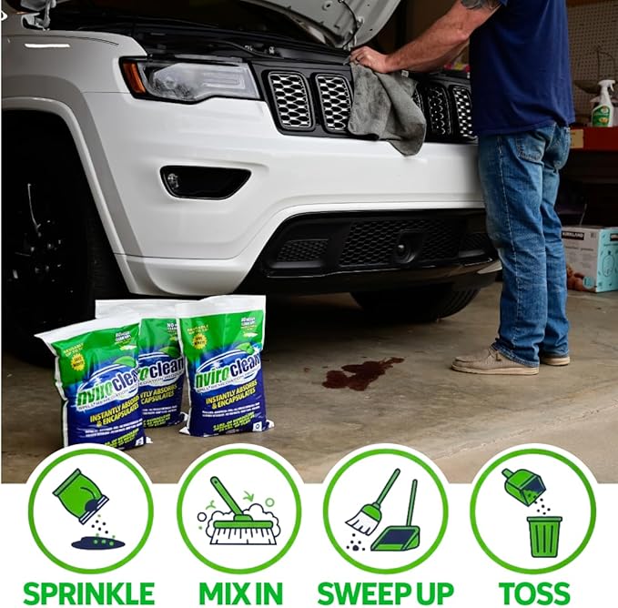 5 LB (Pack of 1) Super Absorbent & Encapsulant Spill Cleanup up to 24lbs, for Home, Commercial, & Industrial Use for Oil, Antifreeze, Food, Paint, Pet Waste, Body Fluids & More