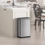 Mbillion Automatic Touchless 15 Gallon Motion Sensor Trash Can Stainless Steel Smart Trash Cans with Lid Rectangular Garbage Can for Kitchen Bedroom Home Office Silver