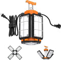 LED Temporary Work Light: 80W 12000LM Led Work Light with Brightness Adjustable Switch, 4 Deformable Panels Portable Construction Light, 5000K Linkable Hanging Work Lamp for Workshop Garage Jobsite