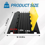Driveway Cord Protector Ramp 36.3"×19.7"×2", 40000 lbs Heavy Duty Rubber Outdoor Extension Cable Wire Hose Cover 5 Channels Slow Down Speed Bump for High Traffic Driveway Road