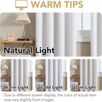 H.VERSAILTEX Linen Curtains 100% Blackout Curtains for Bedroom 108 inch Long Full Light Blocking Nature Linen Blended Window Curtains for Living Room Nickel Grommet (2 Panels, Heathered White)