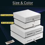 Volcora 16" Cash Register Drawer for Point of Sale (POS) System with 5 Bill 6 Coin Cash Tray, Removable Coin Compartment, 24V, RJ11/RJ12 Key-Lock, Media Slot, White - for Stores, Shops and Businesses
