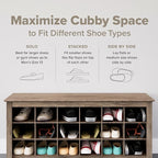 Prepac Gray Hall Tree, Shoe Cabinet, Storage Cabinet with 24 Shoe Cubbies and 6 Double Coat Hooks 15.5" D x 60" W x 77" H