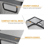 4 Pack Metal Mesh Basket with Hollow Handles Black Wire Storage Bin for Organizing Stackable Metal Fine Mesh Basket for Pantry Bathroom Kitchen Cabinets Shelves (Medium and Large)