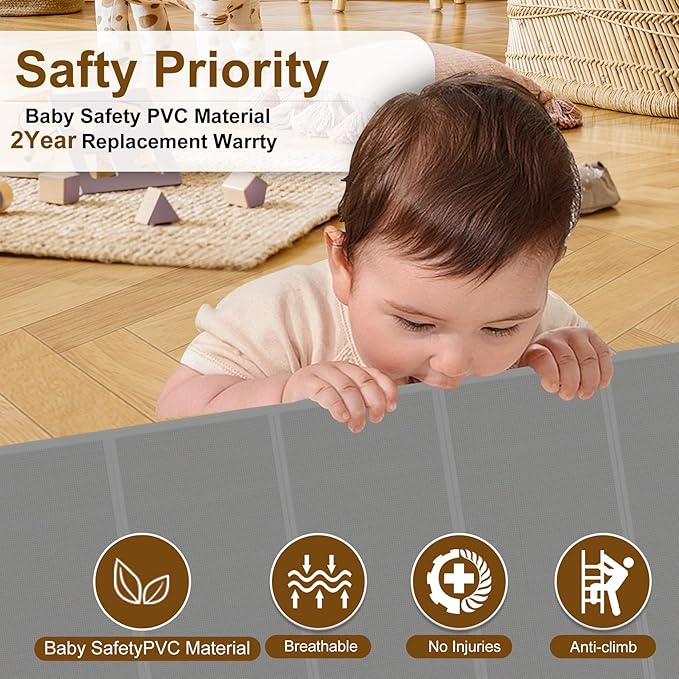 120 inch Retractable Baby Gates 34 inch Tall, Retractable Gate with Reinforced Strip Design to Prevent Crawling Through, 10 FT Extra Wide Retractable Dog Gate for Indoor/Outdoor