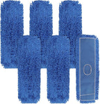 Commercial 24 Inch Dust Mop Head: Replacement Sweeper and Janitorial Industrial Dust Mop Head for Floor Cleaning, Office, School, Restaurant, Hospital (Blue - 6 Pack)