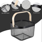 Roshtia 6 Pcs Metal Mesh Steel Basket with Handle, Square Wire Harvest Thanksgiving, Shopping Baskets for Retail Store Christmas Garden Bathroom Kitchen(8.46 x 8.46 x 6.5 Inch,Black)