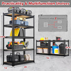 REIBII Storage Shelves 2020LBS Garage Shelving Heavy Duty Metal Shelving 5 Tier Metal Shelf for Garage Pantry Closet Kitchen Basement 28" W x 12" D x 59.8" H, 4 Pack
