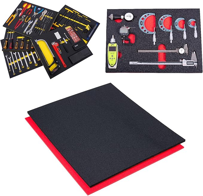 5S TOOL BOX SHADOW FOAM ORGANIZERS (2 COLOR) CUSTOM SIZE (20" x 40" Black Top/Red Bottom)