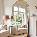 TinyTimes 81''x41'' Oversized Full Length Mirrors, Arched Floor Mirror with Stand, Full Body Large Oversized Standing Mirror/Leaning/Hanging Wall Mounted for Living Room, Bedroom, Gold