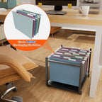 Aquzee Rolling File Cart, Hanging File Folder Organizer, File Storage Under Desk for Home Office, Wooden File Holder Fits for Letter Size, Black