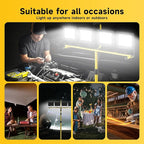 TOPRATED Plug In Led Work Light with Stand,28000 Lumen 110V 4 Adjustable Head Outdoor Flood Lights,Foldable Mechanic Light with 16.5Ft Power Cord,Portable Waterproof Tripod with Lamp for Workbench