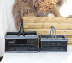crates for storage,plastic baskets for organizing,collapsible shopping basket,foldable crate with Handles,collapsible storage crate,car basket,for Kitchen,Bathroom,Medicine (Black, S)