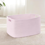 72L Large Baby Girls Laundry Basket for Nursery Storage,Cute Woven cotton Rope Baskets for Kids Toy，Gifts, Boho Square Wicker Blanket hamper for Living Room,Bedroom Dirty Clothes,Pink