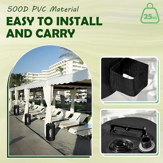 Canopy Water Weight Bag,440 LBS Heavy Duty Tent Weights Set of 8 Leg Weights for Pop Up Canopy,Tent,Gazebo,Carport,Black