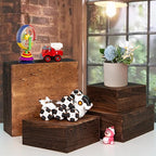 4 pieces wooden cake stands,antique brown cupcake stands for display,12 inches square wooden crates ,wood display risers for wedding,birthday party,Christmas,etc. (Antique Brown)