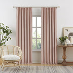 DUALIFE Dusty Pink Pinch Pleated Blackout Curtains 96 Inches Long - Back Tab Room Darkening Drapes with Hooks for Girls Baby Nursery Bedroom, Soft Pale Pink 40 x 96 Inch 2 Panels