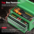 Superday Metal Tool Chest, 8 Drawer Rolling Tool Chest with Wheels, Detachable Tool Storage Cabinet with Lock for Garage, Steel Tool Cart with Liner & Hooks for Workshop, Warehouse (Green)