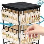 360 Rotating Earring Display Stands for Selling, Earring Rack Display Holder Stand, Jewelry Display for Selling Earring Cards, Necklaces, Rings, Bracelets, Hair Accessories (2 Pack)