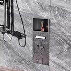 Stainless Steel Shower Nich, 25.4X11.2IN Recessed Waterproof Bathroom Niche, Built-in Trash Can Alcove, Toilet Paper Toiletries Storage Rack for Kitchen Living Room Bedroom Hotel Residential