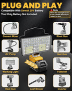 LIVOWALNY 100W LED Work Light Compatible with Dewalt Battery, 2PCS 10000LM Flashlight with USB A & USB C Output Port Low Voltage Protection, Portable Floodlight for Camping, Emergency, Outdoor Lights