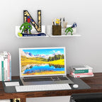 9 Inches Acrylic Wall Shelves 2 Pack, Floating Shelf for Wall Mounting, Acrylic Display Ledges for Funko Pop Figures, Home Décor, Living Room, Gaming Room, Plants(9 inch, White)