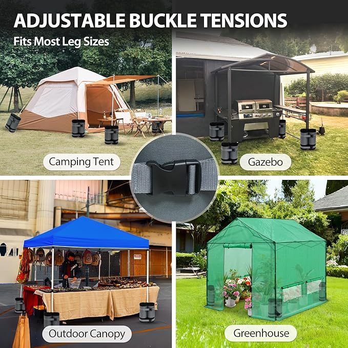 COOS BAY Canopy Weights Set of 4, 180 lbs, Sand Bags for Weight, Sandbag Weights for Canopy Tent Legs, 600D Heavy Duty Gazebo Weights, Sand NOT Included, Gray